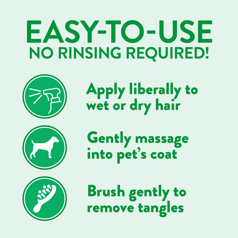 TropiClean Tangle Remover Spray for Pets - Made in USA - Naturally Derived Ingredients - Ready to Use, No-Rinse Formula - Reduces Brushing Time - Helps Quickly Remove Tangles, Knots and Mats 16 oz