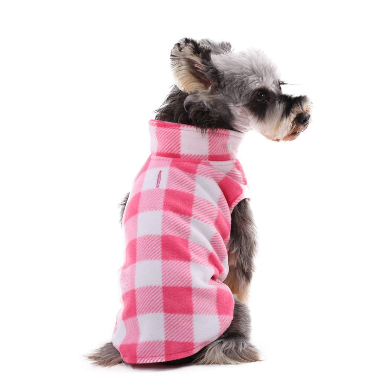 Kuoser Stretch Dog Fleece Vest, Soft Classic Plaid Basic Dog Sweater for Small Dogs & Cats, Warm Dogs Shirt Pullover Dog Coat Jacket Winter Dog Clothes for Teddy Chihuahua Yorkshire with Leash Hole XX-Small Pink Plaid
