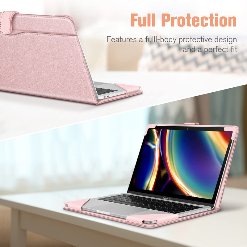 Fintie Sleeve Case for MacBook Air 13 A2237 (M1)/A2179/A1932 (2018-2021), Compatible w/ MacBook Pro 13 A2338 (M1)/A2251/A2289/A2159/A1989/A1706/A1708 (2016-2020), PU Leather Folio Book Cover, RoseGold Rose Gold