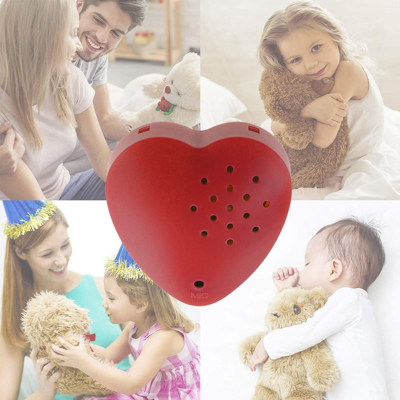 1 Pack, Inventiv 30 Second Voice Sound Recorder Module for Plush Toy, Stuffed Teddy Bear Animal Recordable Heart, Record Custom Messages (Red) Red - 1pack