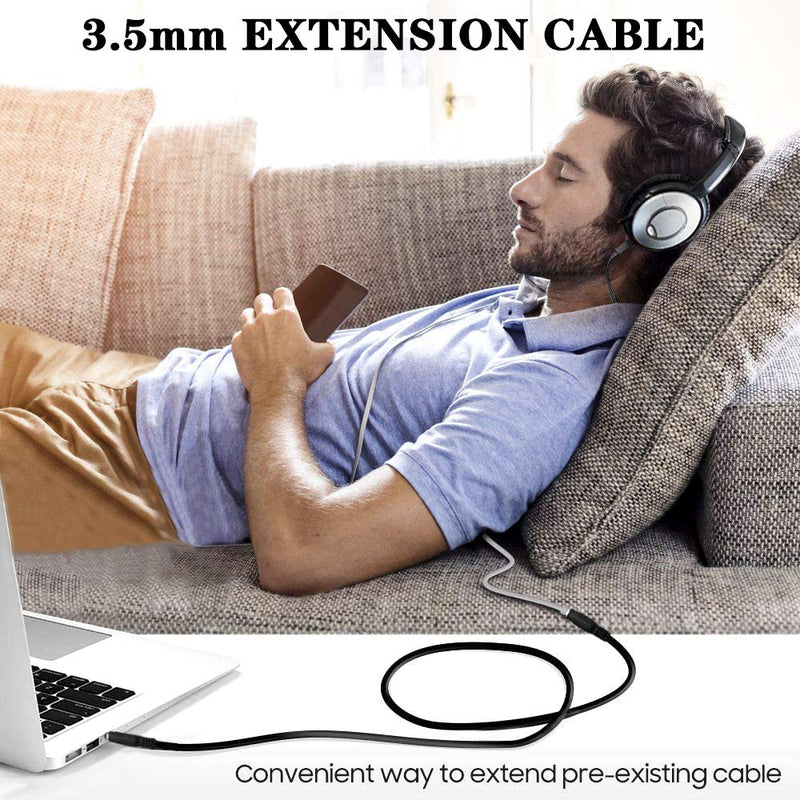 Inovat 1.5M 5 Feet 3.5mm Jack Audio Stereo Earphone M/F Extension Cable Cord Male to Female