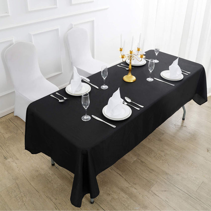 Rectangle Tablecloth 60x102 inch Washable Polyester Fabric Table Cloth for Wedding Party Dining Banquet Decorationï¼ˆ60x102, Blackï¼‰ 60x102''