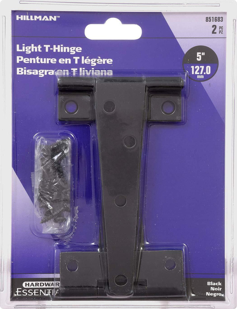Hillman Hardware Essentials 851683 Light T-Hinges Zinc 5" -2 Pack