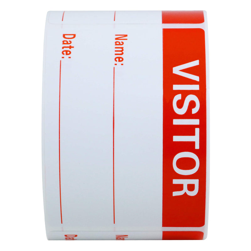 Hybsk Visitor Pass Red Visitor Identification Labels 2x3 inch Stickers 300 Labels Per Roll (Red)