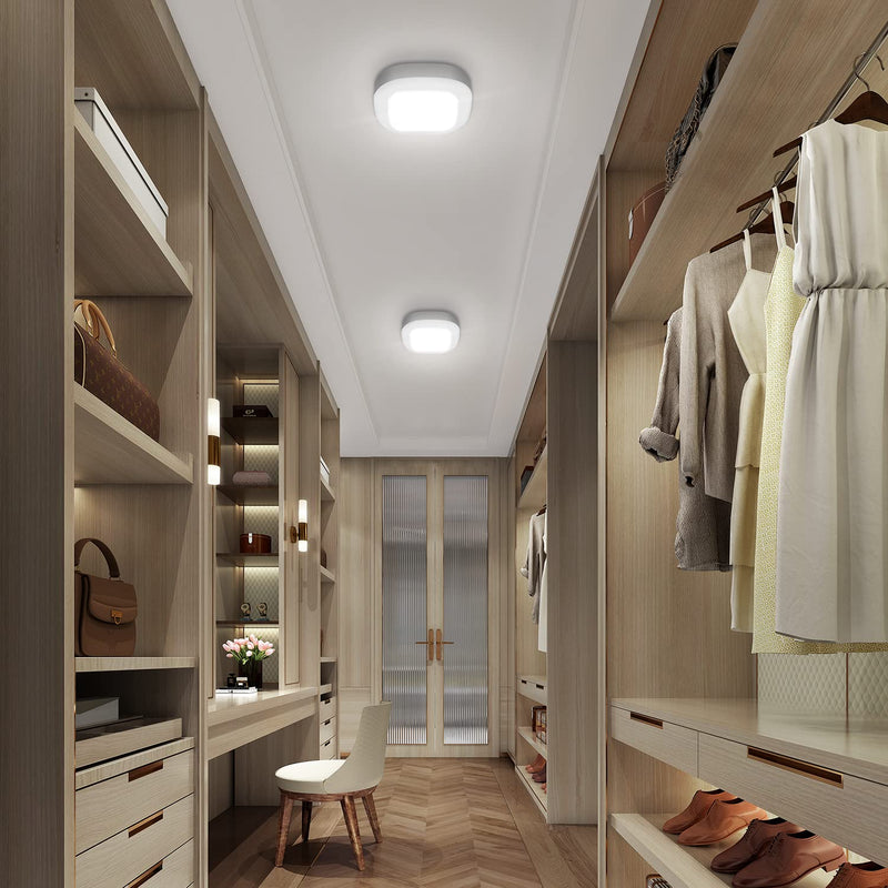 Motion Sensor LED Ceiling Light Battery Operated, WhitePoplar Wireless Motion Sensing Activated LED Light 300LM White Indoor for Closet Cabinet Stairs Kitchen Laundry Bedroom Basement Garage Hallway Cool White