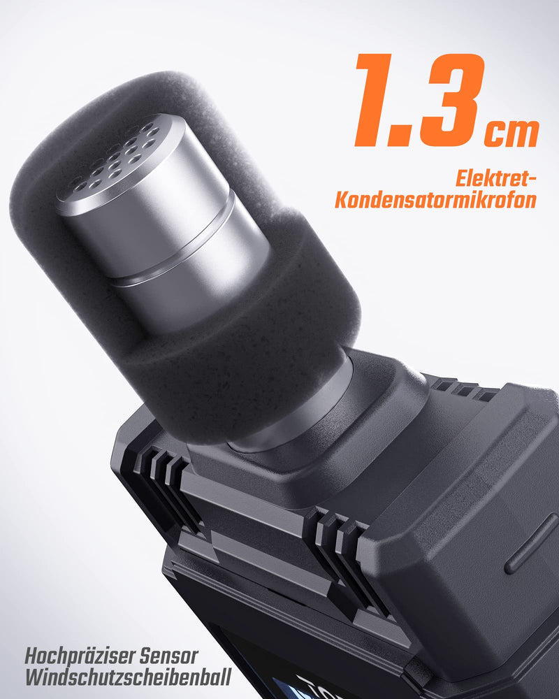 Decibel Meter, TopTes TS-501B Sound Level Meter with 2.24" Backlit LCD Screen, A/C Weighted, Range 30-130dB, MAX/MIN, Data Storage - Orange