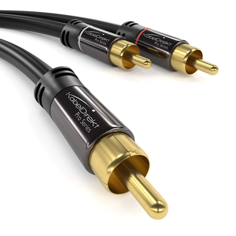 KabelDirekt – RCA Stereo Y Adapter Cable & Cord – 10 feet long (1 RCA male to 2 RCA male audio cable, digital & analog, double shielded – supports subwoofers, home theater, Hi-Fi, black)