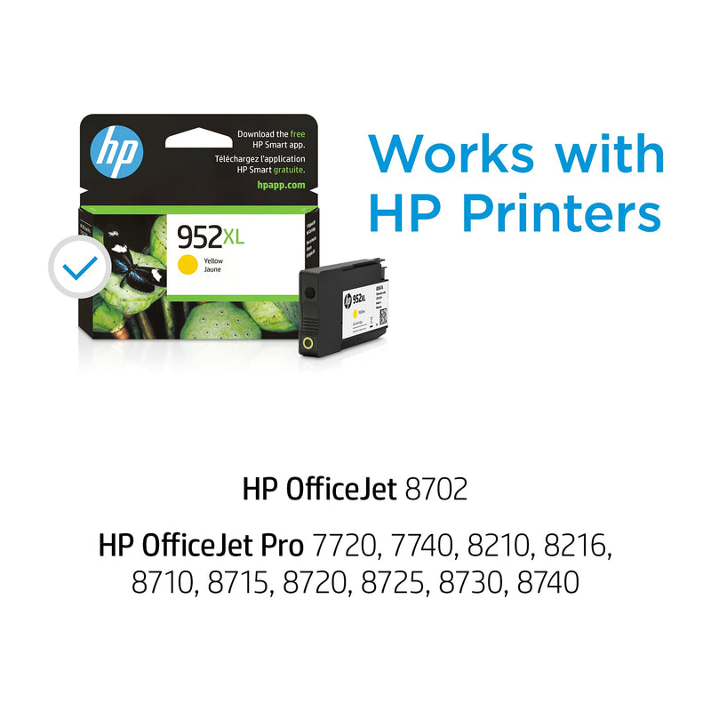 Original HP 952XL Yellow High-yield Ink Cartridge | Works with HP OfficeJet 8702, HP OfficeJet Pro 7720, 7740, 8210, 8710, 8720, 8730, 8740 Series | Eligible for Instant Ink | L0S67AN