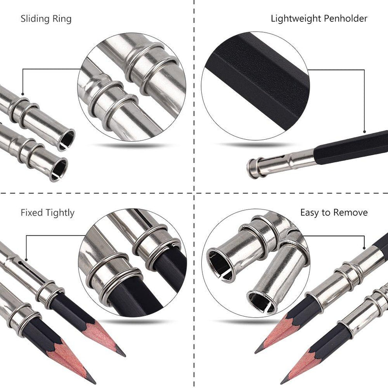 GTHER 5PCS Double Head Pencil Extender Holder Pencil Lengthener Tool Coupling Device for School Art Writing(Type B) Type B