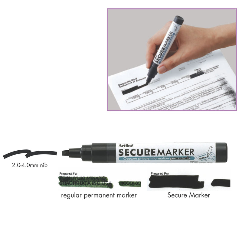 SECURE ID and SECURE MARKER COMBO, Identity Theft Block Out Stamp and Marker Combo. Perfect For Blocking Out Confidential Information, Orange Case