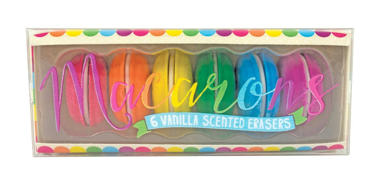 OOLY, Macarons Vanilla-Scented Erasers, School Supplies for Kids - Set of 6