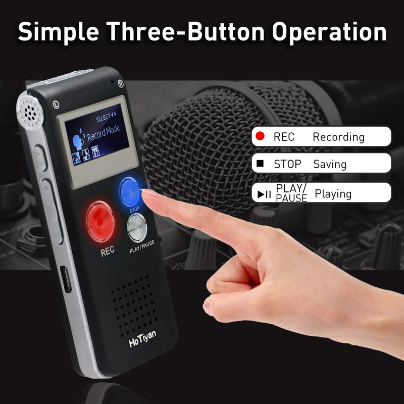 Digital Voice Recorders 8GB Audio Recorder Voice Activated Recorder for Lectures, Meetings, Interviews Recording Device Tape Recorder with Microphone USB Cable, MP3 Player (8GB)