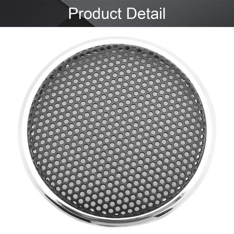 Fielect 2inch /51mm Speaker Grill Mesh Decorative Circle Woofer Guard Protector Cover Audio Accessories Black Grill Silver Trim