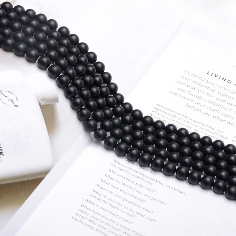 NCB Black Matte Onyx Beads 200pcs 4mm Round Gemstone Beads Spacer Charm Beads Natural Stone Loose Beads for Bracelet Necklace Jewelry Making 4mm 6mm 8mm 10mm (Matte Black Onyx, 4mm 200pcs) Matte Black Onyx