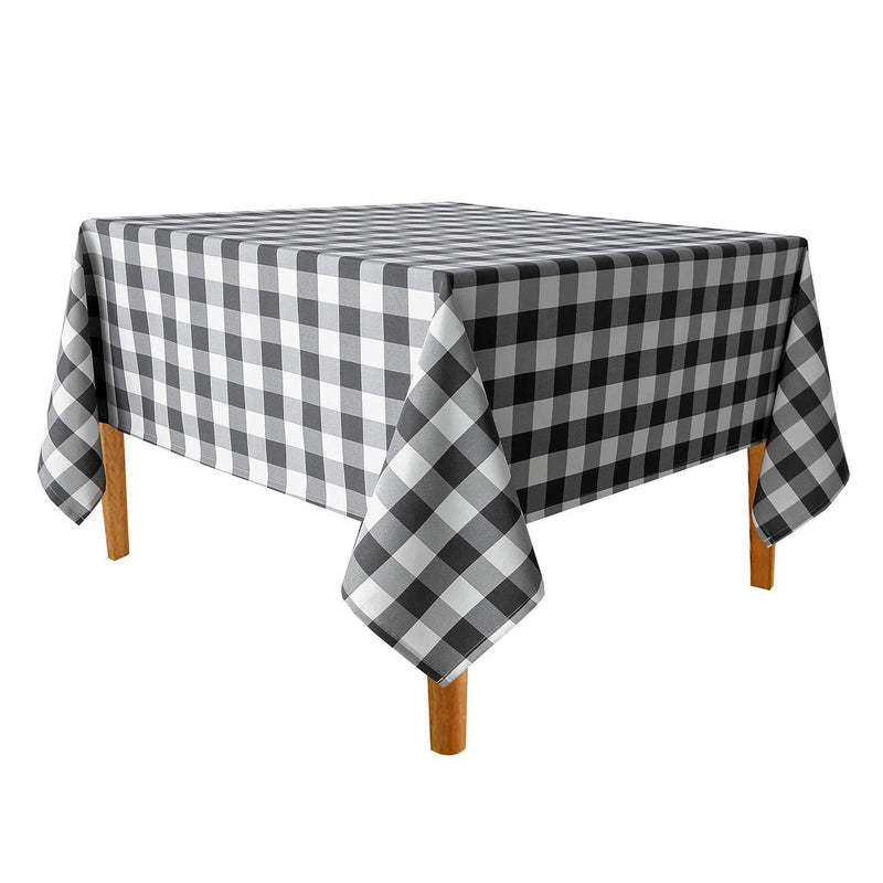 Hiasan Checkered Square Tablecloth - Stain Resistant, Waterproof and Wrinkle Resistant Washable Table Cloth for Dining Room, 54 x 54 Inch, Black and White Gingham Pattern 54" x 54"