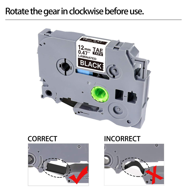 4 Pack Compatible for Brother P Touch Label Maker Tape TZe 12mm 0.47" Laminated White on Black TZe-335 TZe335 for Ptouch PTD210 PTH110 PTD600 Label Maker
