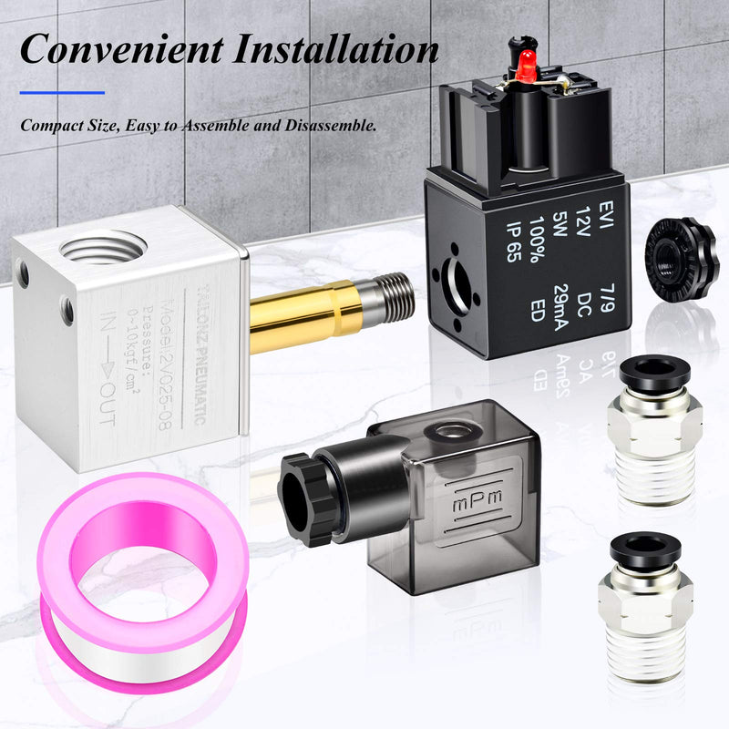 Tailonz Pneumaitc 1/4 inch NPT 12V/24V/110V/220V Way Normally Closed Electric Solenoid Air Valve 2V025-08 1/4"NPT DC12V