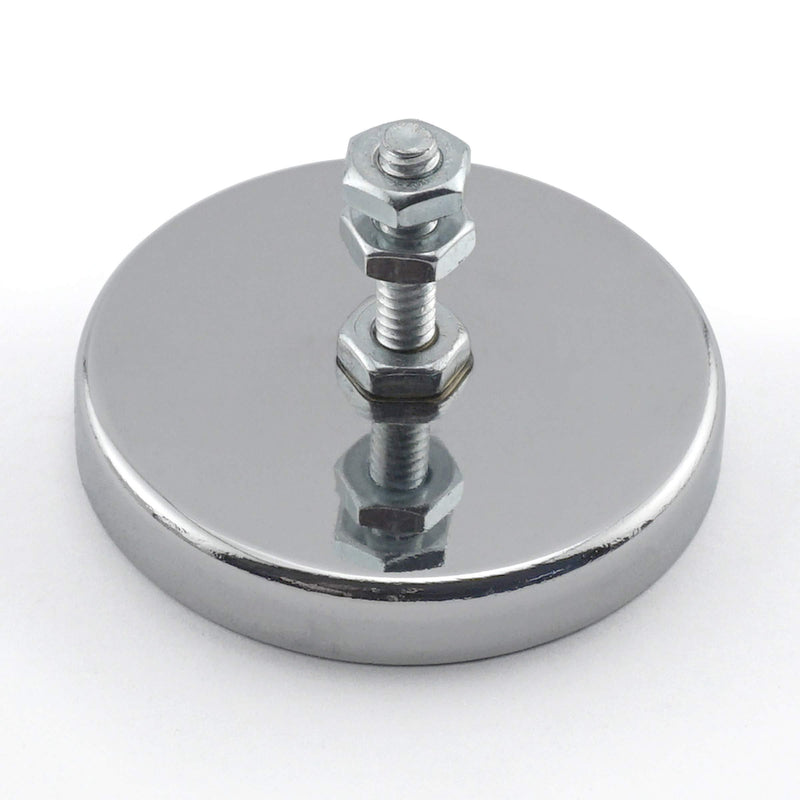 Master Magnetics Round Base Magnet - Magnetic Fastener/Magnets with Holes, 2.04â€ Diameter, 1.25â€ Total Height, Holds 35 Pounds (Box of 5) RB50B3NX5 Low Carbon Steel