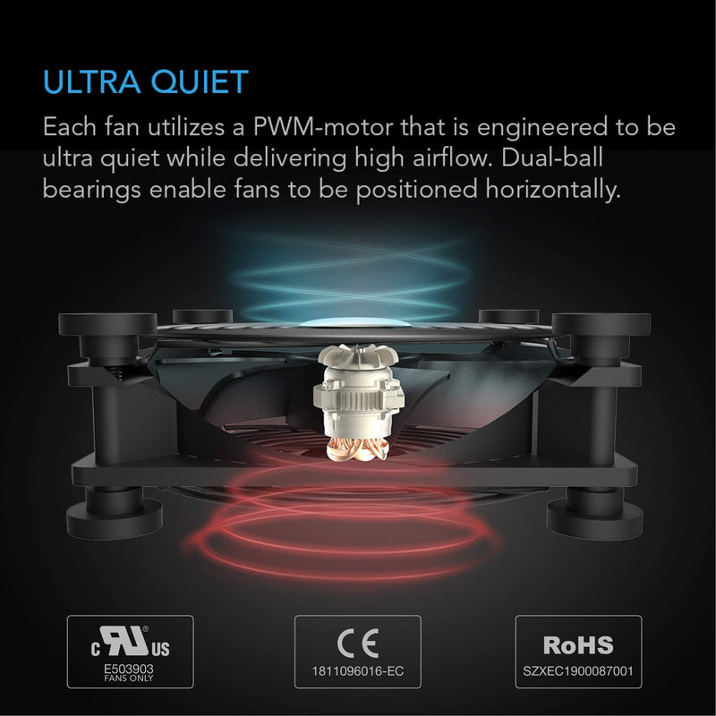 AC Infinity MULTIFAN S5, Quiet Dual 80mm USB Fan, UL-Certified for Receiver DVR Playstation Xbox Computer Cabinet Cooling