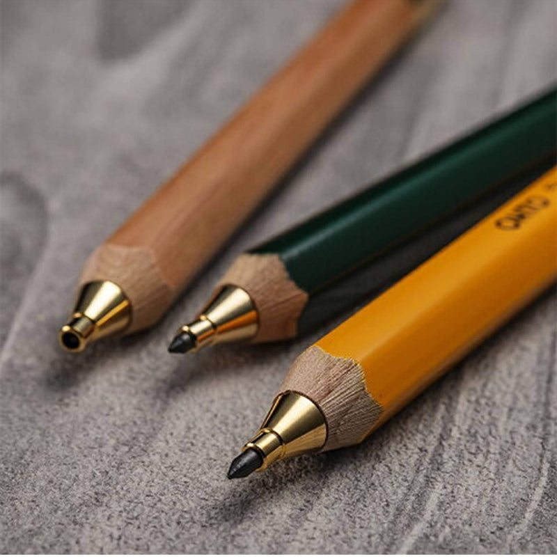 ＯＨＴＯ　Wood axis mechanical pencil with eraser　yellow (2mm) 　Replacement HB, B (2mm) 　Exclusive replacement eraser 　Brass sharpener (2mm only) 　Brass core case (2mm only)