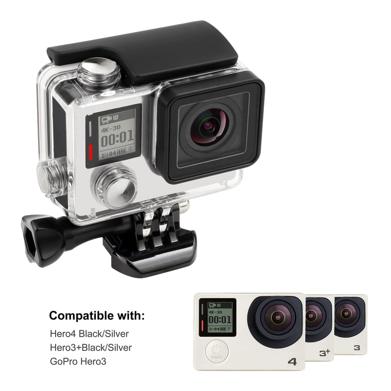 YALLSAME Waterproof Case for GoPro Hero 4 3 3+, 131ft Underwater Protective Housing Accessories Ideal for Scuba Diving, Snorkeling, Surfing, Dive Housing Case for GoPro 3 Plus 3 4 Black/ Silver Waterproof Case for Hero4/3/3+