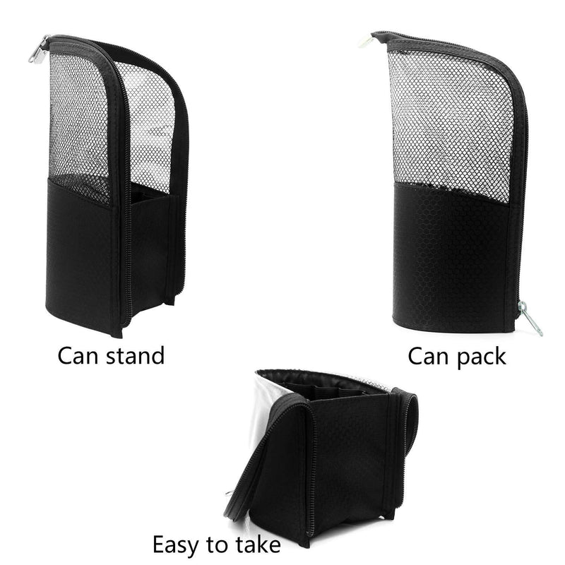 Makeup Brush Organzier Bag,High Capacity Portable Stand-Up Makeup Brush Holder,Professional Artist Makeup Brush Sets Case Waterproof Dust-proof Makeup Brush Cup 1Black Small (Pack of 1)