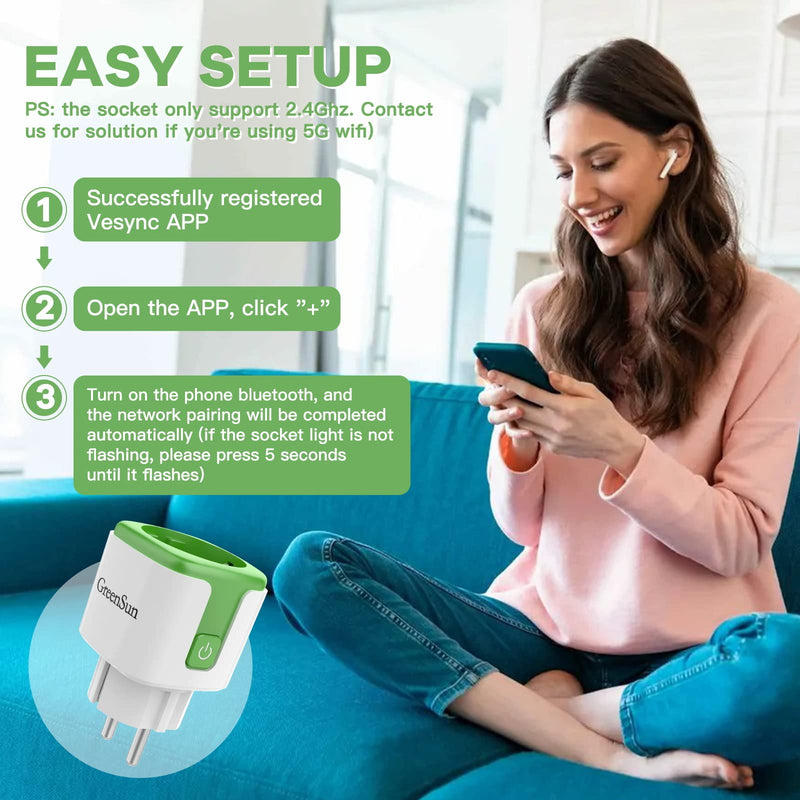 WiFi socket with power measurement - power consumption energy cost meter voice control with Alexa/Google Home electricity meter WiFi Smart Plug Home 4PC 4-piece