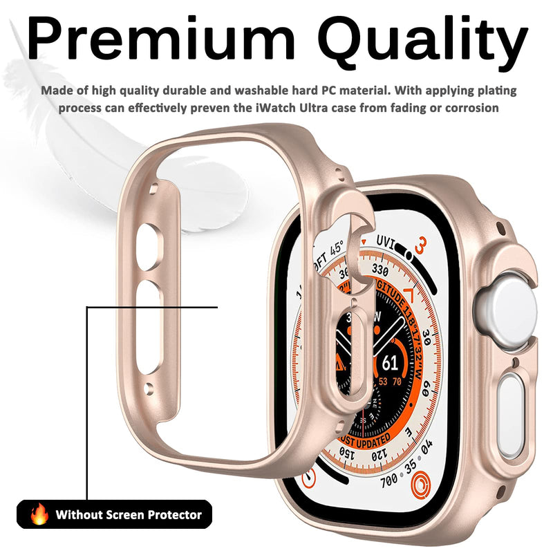 Miimall Compatible Apple Watch 49mm Ultra Case, Premium Hard PC Frame[Without Built-in Screen Protector], Super Slim Lightweight Protector Bumper Shell for Apple Watch Ultra 49mm(Rose Gold) Rose Gold