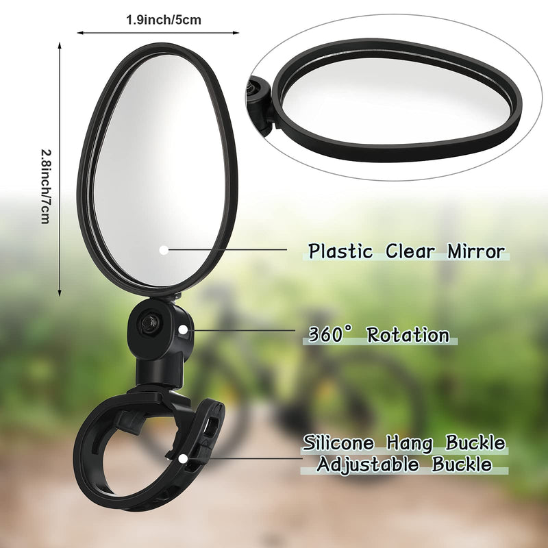2 Pieces Bike Mirror 360 Degree Adjustable Rotatable Handlebar Mirror Wide Angle Bicycle Mirror Cycling Rear View Mirror Shockproof Acrylic Convex Mirror Safe Rearview Mirror for Mountain Road Bike 2