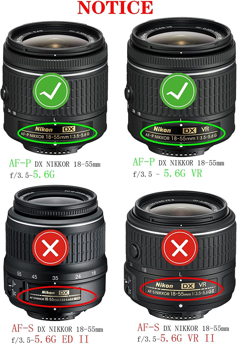 55mm Lens Cap Cover Compatible for Nikon D3500 D3400 D3300 D3200 D3100 for AF-P(Not for AF-S) DX Nikkor 18-55mm f/3.5-5.6G VR,AF-P DX Nikkor 18-55mm f/3.5-5.6G,HUIPUXIANG [2 Pack]