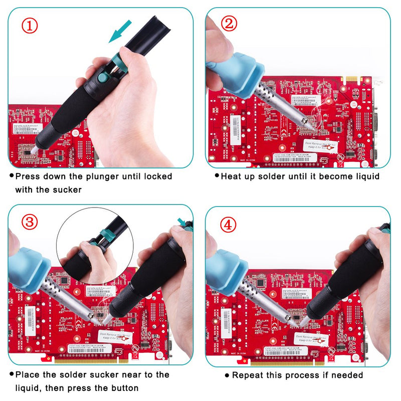 SIQUK 7 piece desoldering pump and solder wick kit with 1 piece desoldering pump and 6 pieces solder wick for removing solder wicks