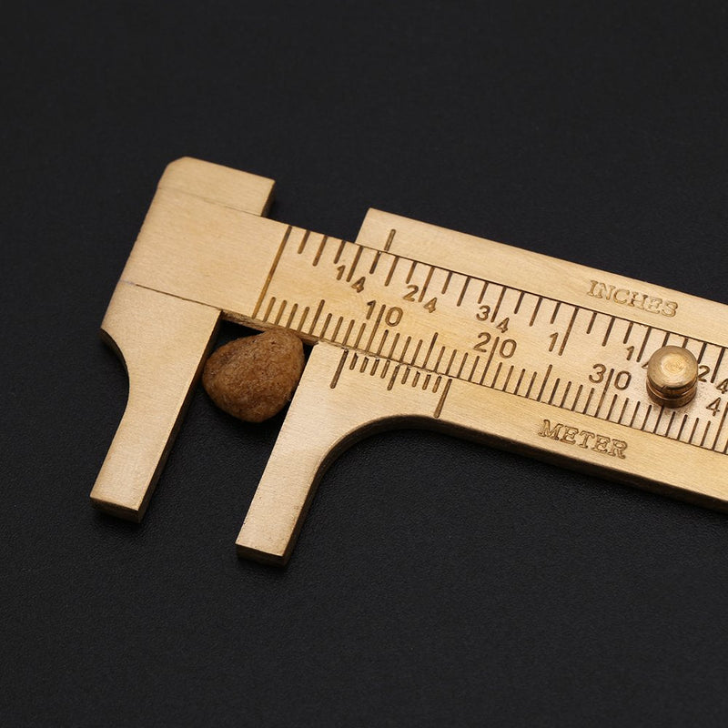 Brass Sliding Vernier Caliper Delaman Double Scales Ruler, mm/inch, Measuring Tool for Inside, Outside, Depth and Step (80mm)