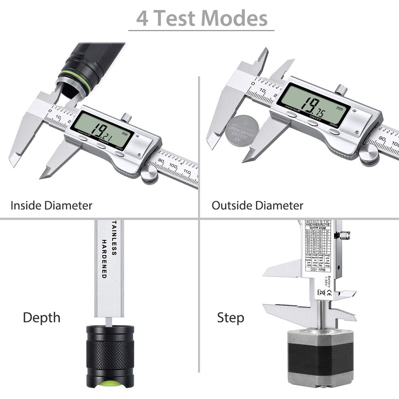 Proster Digital Vernier Caliper 6inch/150mm + 32 Feeler Gauges Dial Calipers Electronic Caliper Fractions/Inch/Metric Calipers Measuring Tool for Length Width Depth Inner/Outer Diameter 150 Mm/6 Inch
