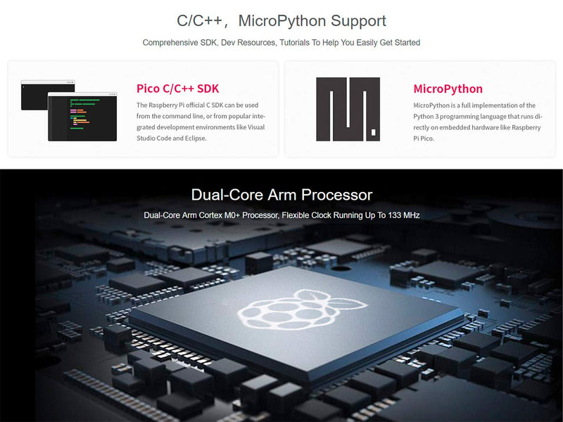 Raspberry Pi Pico with Pre-Soldered Header Microcontroller Mini Development Board Based on Raspberry Pi RP2040 Chip,Dual-Core ARM Cortex M0+ Processor, Flexible Clock Running up to 133 MHz