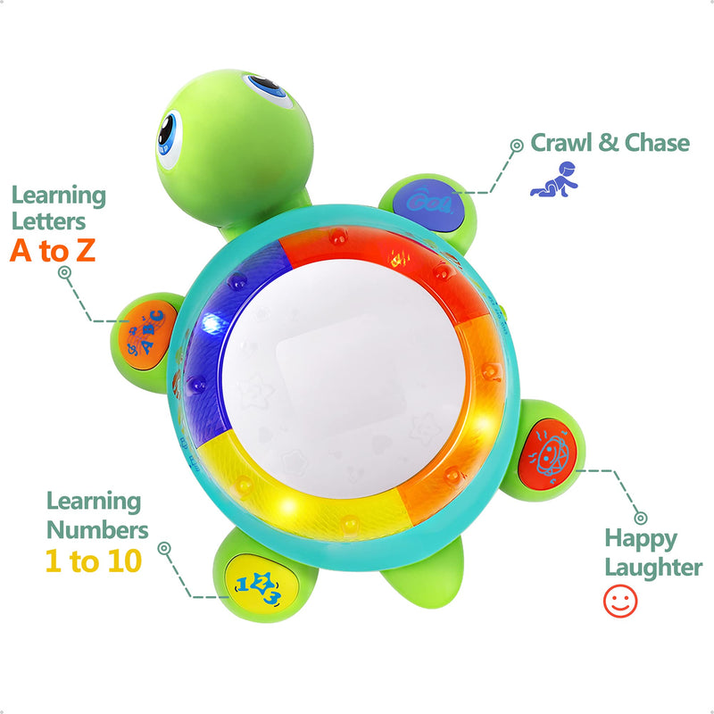 Musical Turtle Toy, English Spanish Learning, Electronic Toys W/ Lights and Sounds, Early Educational Development Birthday Gift 6 7 8 9 10 11 12 Months, 1 2 Year Olds Baby Infants Toddlers Boys Girls