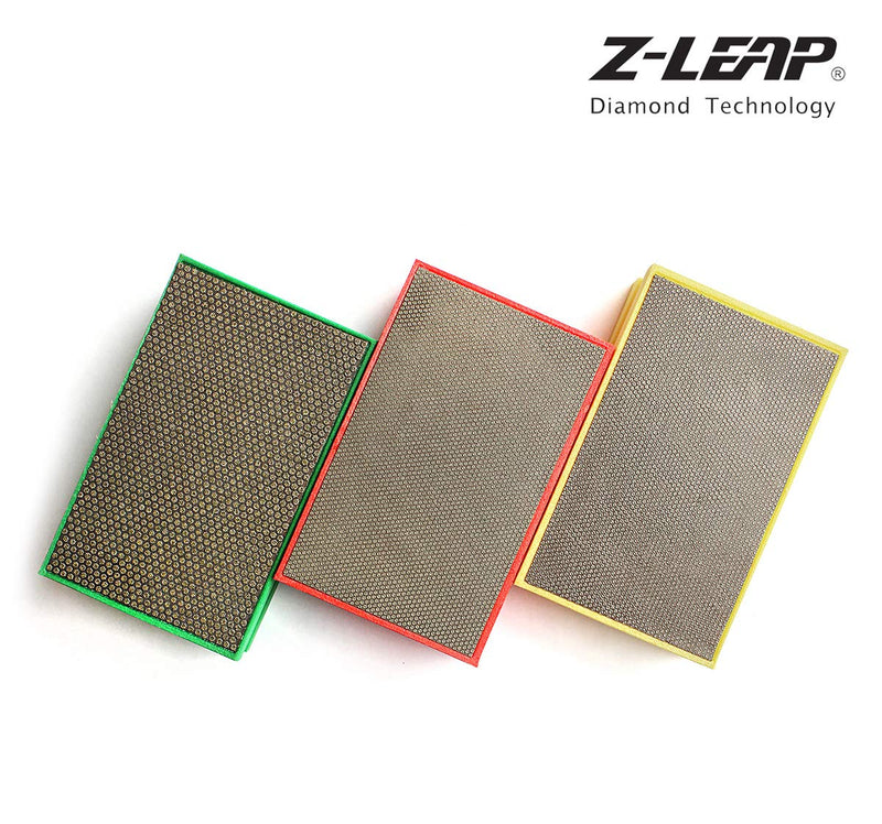 Z-LEAP Diamond Hand Polishing Pads 3-Pcs Set for Granite Marble Concrete Glass Sanding Block