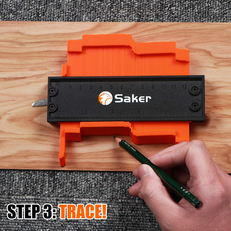 Saker Contour Gauge (5 Inch Lock) Profile Tool- Adjustable Lock-Precisely Copy Irregular Shape Duplicator -Irregular Welding Woodworking Tracing - Must Have Tool for DIY Handyman, Construction 5 INCH