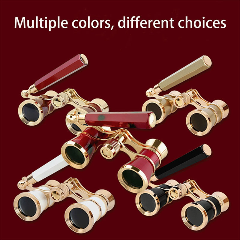 Yourelexit® Opera Glasses Binoculars 3X25 Lorgnette Theater Glasses Optical BK9 Mini Compact Lightweight Built-in Foldable Adjustable Handle Vintage for Adults Kids Women in Musical Concert Cinema White With Handle