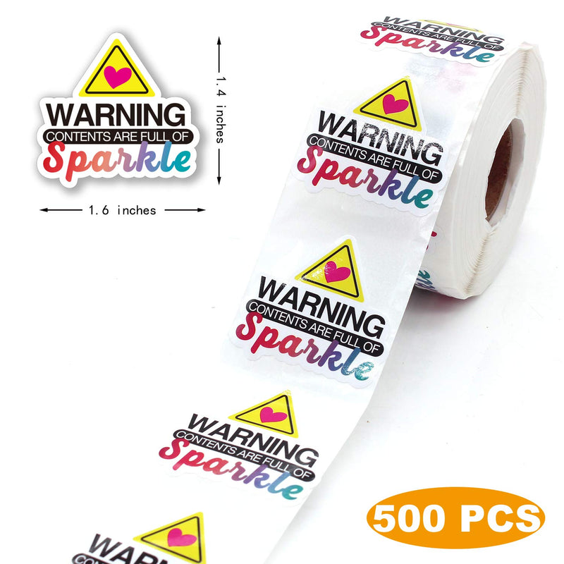 Muminglong 1.5 Inch Warning Contents are Full of Sparkle Stickers, Small Shop Stickers, Small Business, Thank You Sticker,Packaging Sticker, 500 PCS