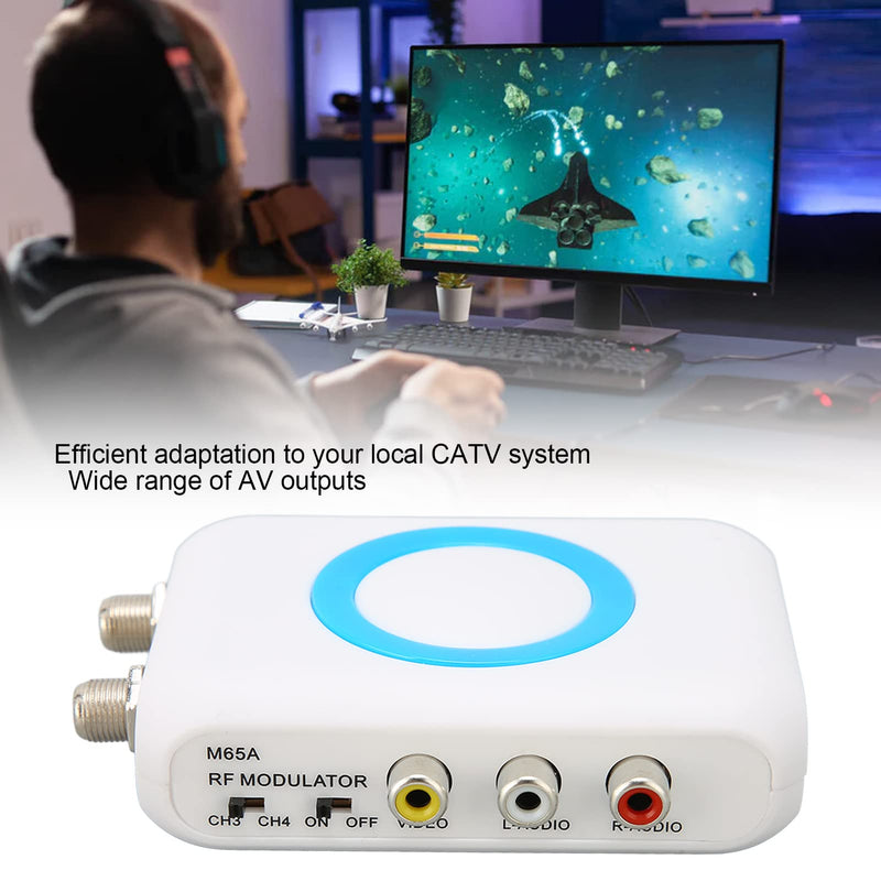 GOWENIC Digital RF Modulator,M65A‑NTSC RF Modulator RCA to RF Modulator RF Coaxial Converter Support AV Output,Professional HD VHF Demodulator Converter for CATV System