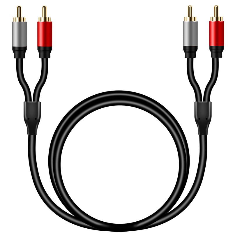 2RCA to 2RCA Cable 3Ft, Tan QY Gold-Plated 2 RCA Male to 2 RCA Male Stereo Audio Cable for Home Theater, HDTV, Gaming Consoles, Hi-Fi Systems (3Ft/1M) 3Ft/1M