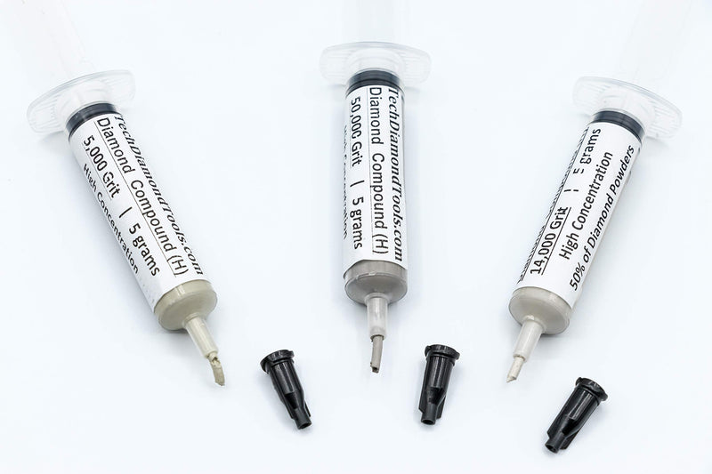 TechDiamondTools Kit of 3 Diamond Polishing Compound Polishing Paste 5000 14000 50000 Grit for Marble Glass Metal Rock Jewelry Resin Silver Gemstone with High Concentration of Diamond Powder USA Made 50000 14000 5000 grit