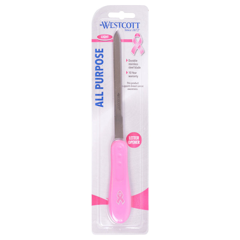 Westcott 9" Stainless Steel Letter Opener for Breast Cancer Awareness, Pink (15424)