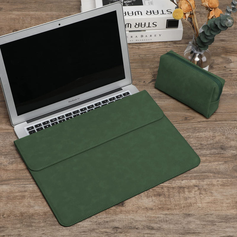 HYZUO 13 Inch Laptop Sleeve Case Cover with Stand Feature Compatible with New MacBook Air 13 2018-2021 M1/ MacBook Pro 13 2016-2021 M1/ Surface Pro X 7 6 5 4 3/ iPad Pro 12.9 M1/ XPS 13 Midnight Green