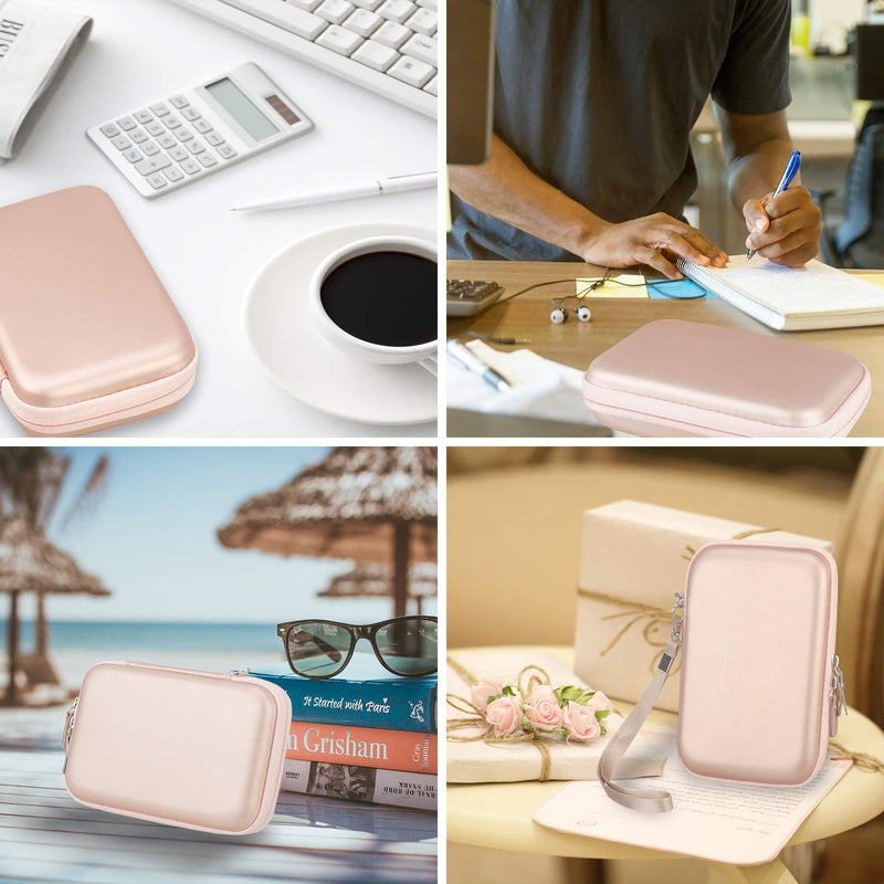 Canboc Hard Carrying Case for Maxone 250GB 320GB 500GB 1TB 2TB Ultra Slim Portable External Hard Drive HDD USB 3.0, Mesh Pocket fits Dongle, Flash Drives, USB Cable, SD Card, Rose Gold