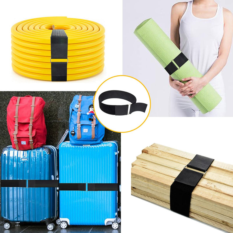 YMCRLUX 2" x16ft Reusable Cinch Strap with 10 Metal Buckles, Cut-to-Length Fastening Securing Straps, Adjustable Nylon Cable Straps and Cord Ties for Organizer or Storage, 2 inch Wide, Black 2in x 16ft