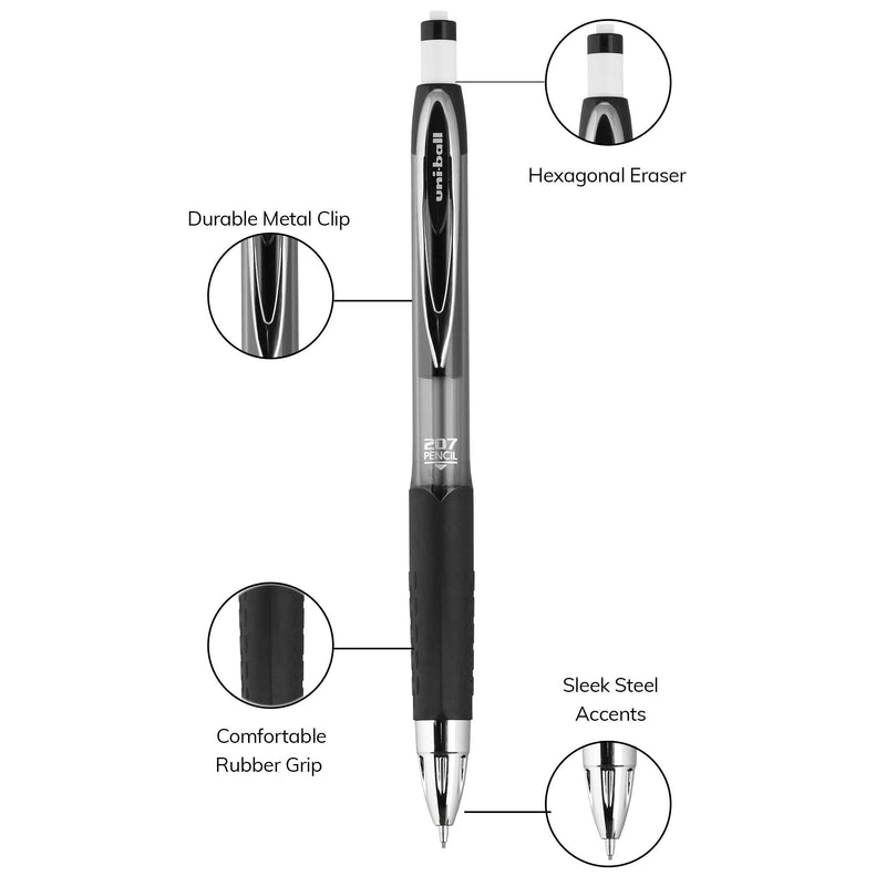 207 Mechanical Pencil Starter Kit, 0.7mm, HB #2, Black Barrel, 2 Count Black Barrels