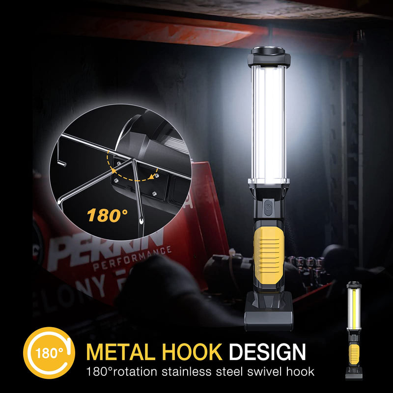 WARSUN LED Work Light Rechargeable Work Light Portable Flashlight Magnetic 1500 Lumens COB Work Lights Handheld Worklight Outdoors Car Inspection Light with Hook for Car Repair Machine Emergency