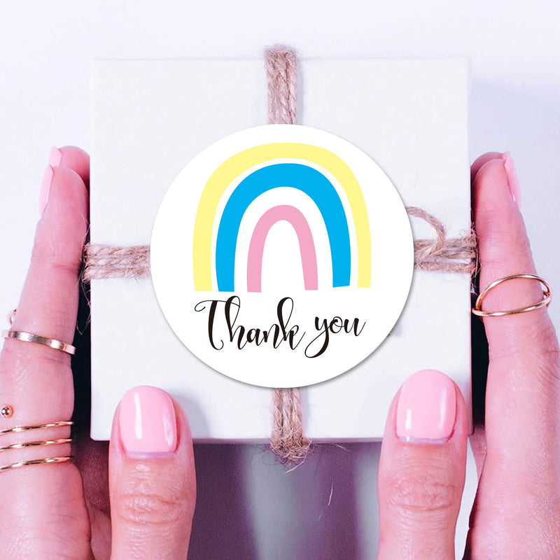 Boho Rainbow Thank You Stickers, 40 2 Inch Small Business Package Labels, Bag Seals