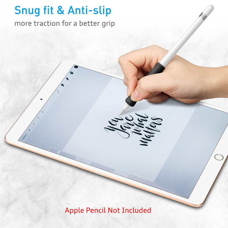 Fintie Silicone Grip Holder for Apple Pencil 1st 2nd Gen, Protective Skin Sleeve Case Accessories Compatible with Apple Pencil 1 2, iPad 10.2, iPad 6th Gen, iPad Pro 10.5, iPad Pro 11/12.9, Black